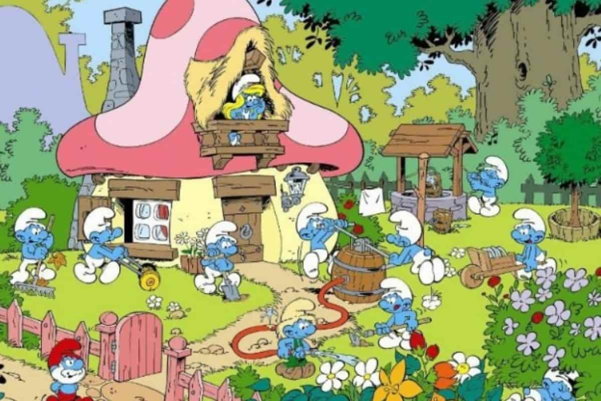 I Puffi nel villaggio, scena cartone animato